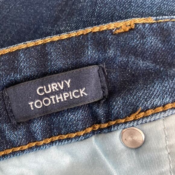 J. Crew Dark Wash Curvy Toothpick Raw Hem Jeans - Denim - 30 - Picture 10 of 12